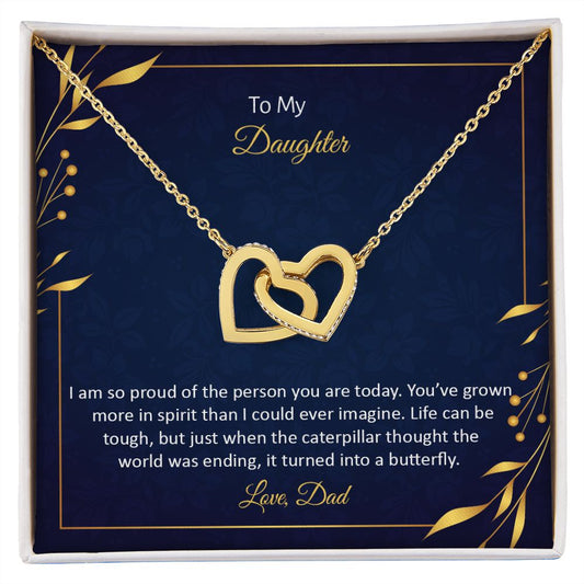 To My Daughter - Interlocking Heart Necklace by Dad