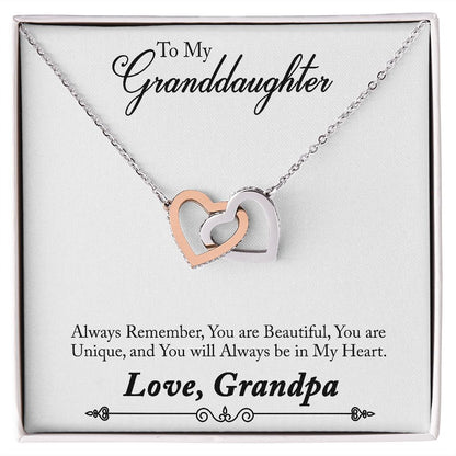 To My Granddaughter - Interlocking Heart Necklace by Grandpa